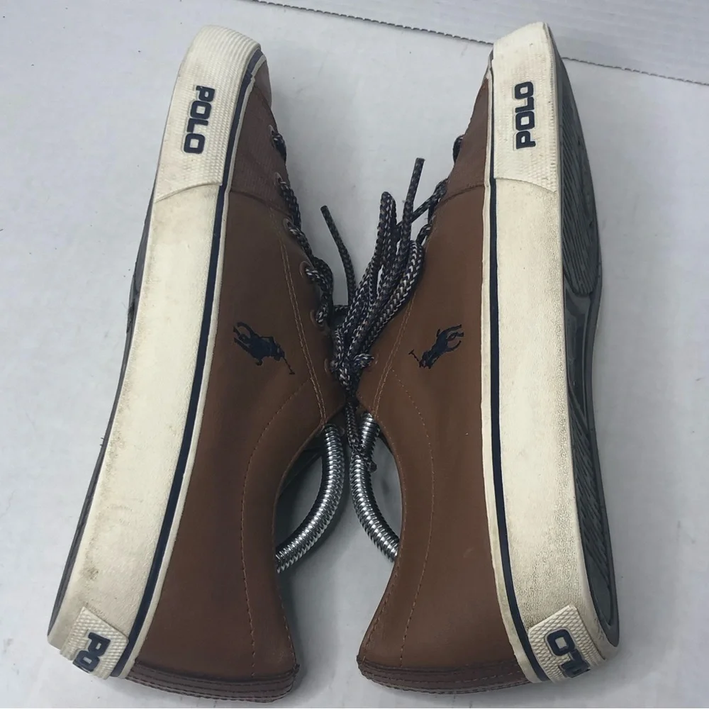 Ralph Lauren Loafers Polo Mens 11.5D Cantor Low II Leather Brown Boat Shoes